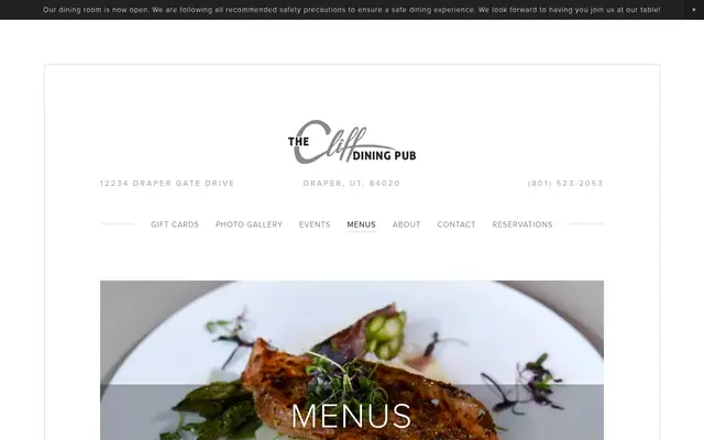 Homepage of Cliff Dining Pub