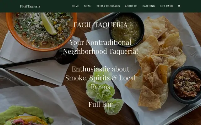 Homepage of Fácil Taqueria