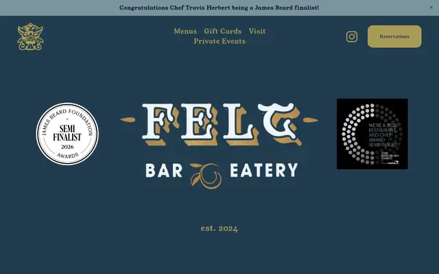 Homepage of Felt Bar & Eatery
