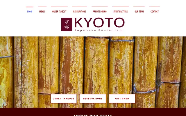 Homepage of Kyoto Japanese Restaurant