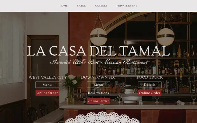 Homepage of La Casa del Tamal — West Valley