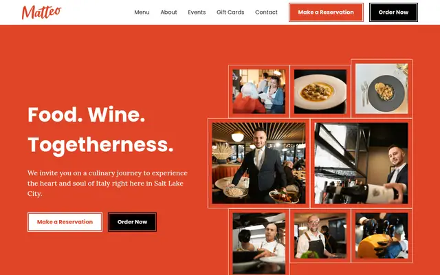 Homepage of Matteo Ristorante Italiano