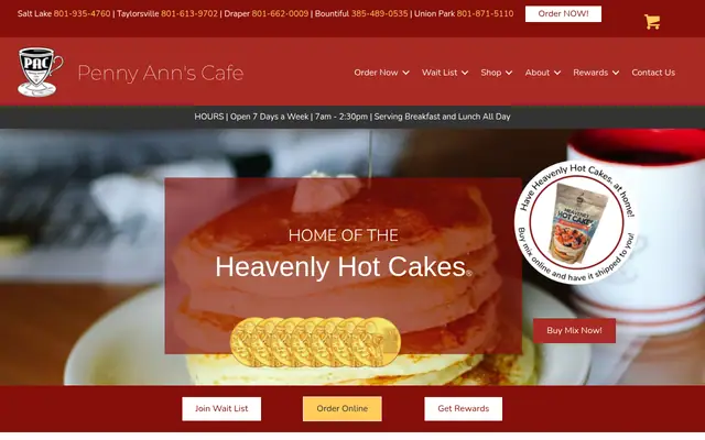 Homepage of Penny Ann's Cafe — Draper