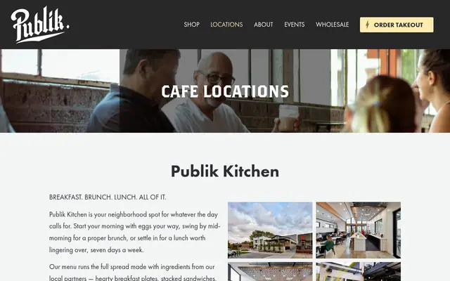 Homepage of Publik Kitchen