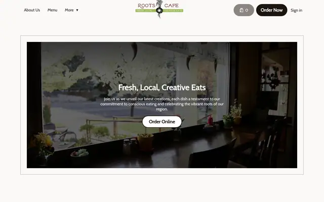 Homepage of Roots Cafe