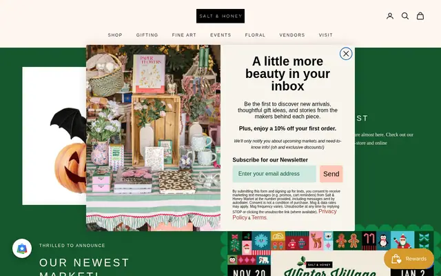 Homepage of Salt & Honey Market — 9th & 9th