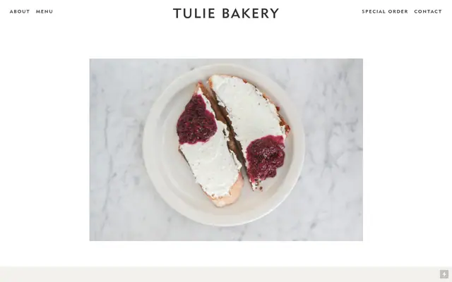 Homepage of Tulie Bakery