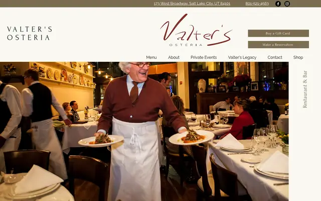 Homepage of Valter's Osteria