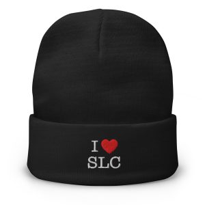 I ❤️ SLC – Embroidered Beanie (Black)