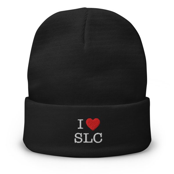 I ❤️ SLC – Embroidered Beanie (Black)